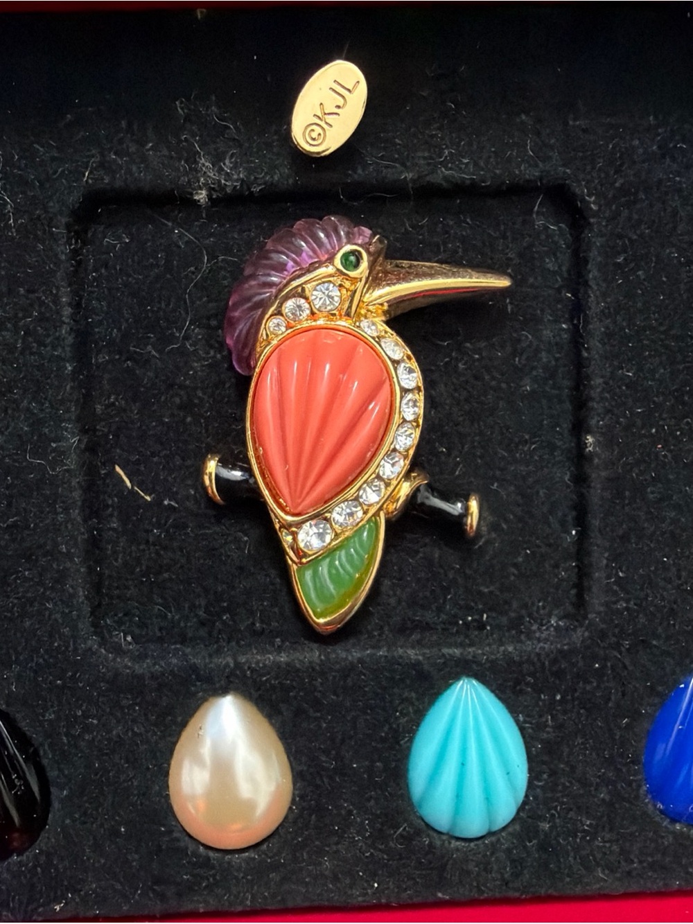 Kenneth Jay Lane Multicolor Enamel and Crystal Toucan Pin